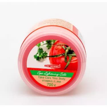 Carebeau Tomato Salt Scrub top lid view tomato design