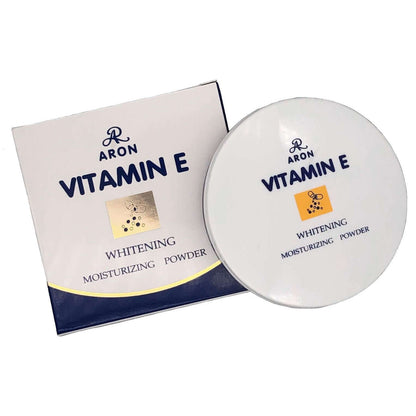 ARON Vitamin E Face Powder packaging box and closed compact case