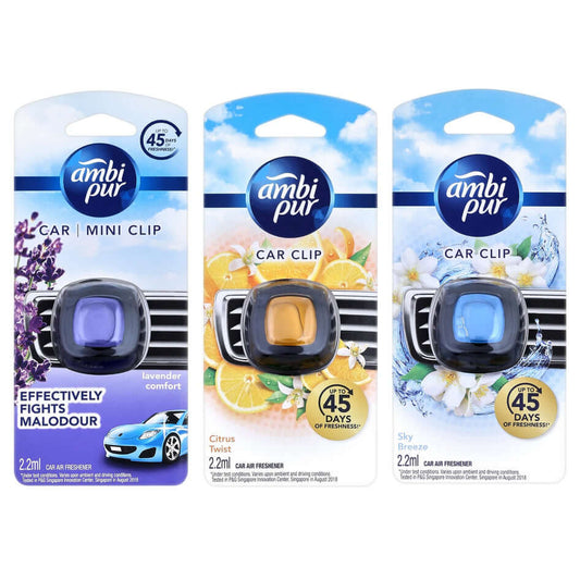 Ambi Pur Car Mini Clip Car Air Freshener 2.2ml Lavender Comfort Citrus Twist Sky Breeze Variants