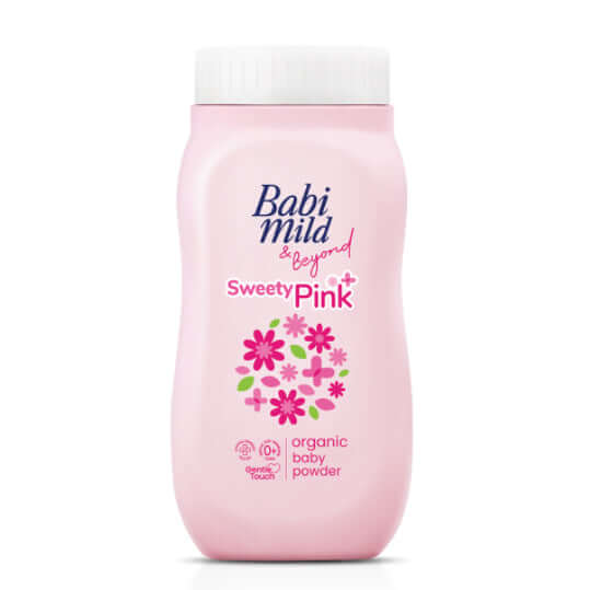 Babi Mild Baby Powder Sweety Pink Plus front bottle design