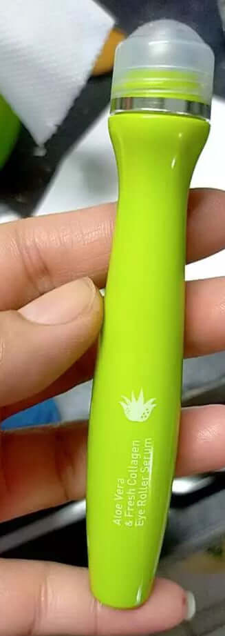 Baby Bright Eye Roller in green packaging, featuring aloe vera and fresh collagen, designed for refreshing under-eye skincare.