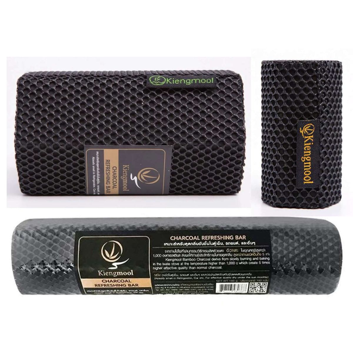 Bamboo Charcoal Deodorizer set of refreshing bars in mesh casing for refrigerator and car