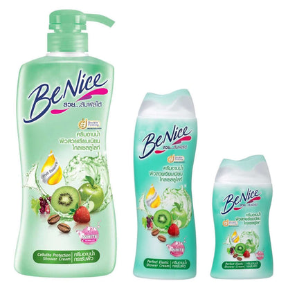 BeNice Shower Cream Perfect Elastic collection in 400ml, 170ml, and 80ml bottles   