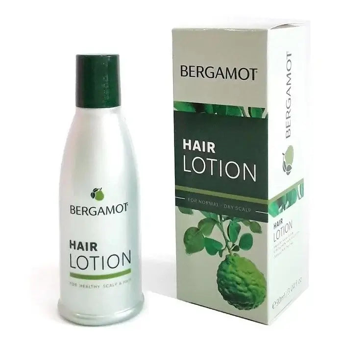 Bergamot Hair Lotion 90ml bottle with product box for normal dry scalp hair care