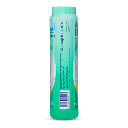 Bhaesaj Cooling Powder Princess Aroma Fresh Cool Body Talcum Powder container with floral design and product information.