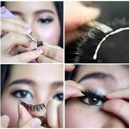 Birthday Lash Adhesive step by step demonstration applying false eyelashes along the lash line