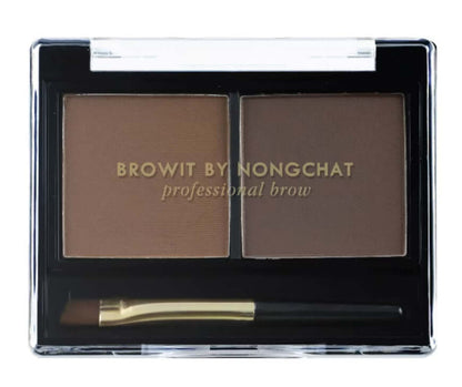 Browit Brow Shadow Easy Drawing Series 1 Eyebrow Powder Nongchat 4g with dual color powder and brush.