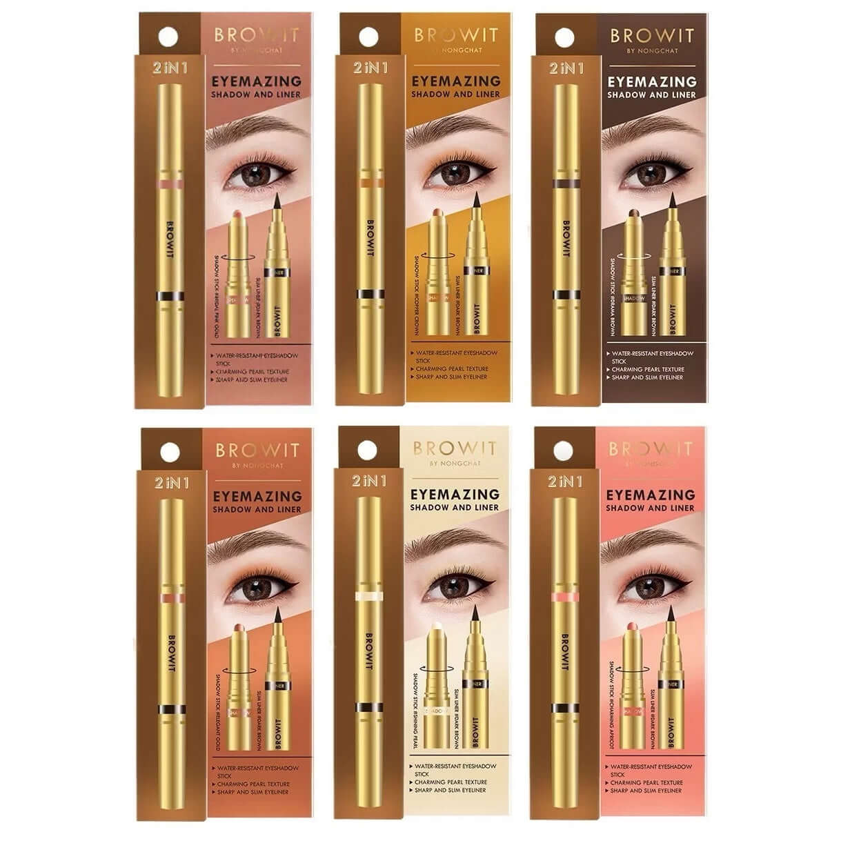 Browit Eyemazing Shadow Liner 2 in 1 eyeshadow stick and slim eyeliner shades collection