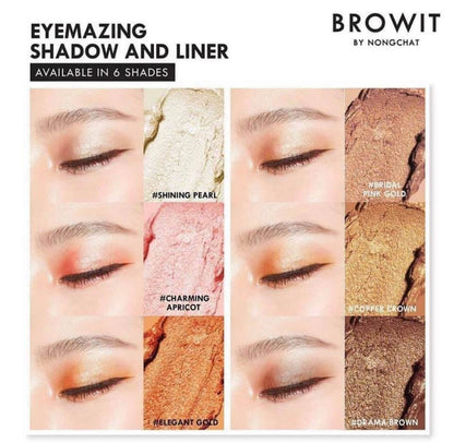 Browit Eyemazing Shadow Liner eye makeup look examples with shimmer shadow and liner