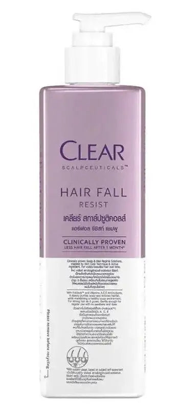 CLEAR Hair Fall Resist Scalpceuticals Shampoo 300ml bottle designed for deep cleansing and strengthening hair.