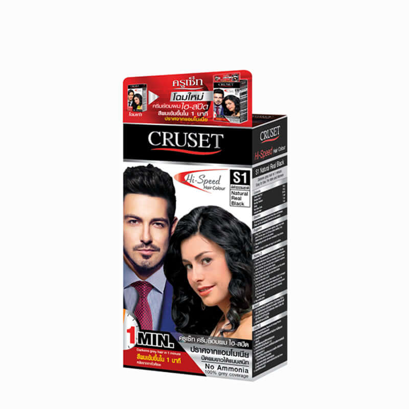 CRUSET Hi Speed Hair Colour Natural Real Black Hair Colour Cream Front View