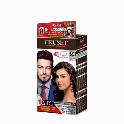 CRUSET Hi Speed Hair Colour Cream No Ammonia packaging featuring a man and woman, easy to use formula for fast hair coloring.
