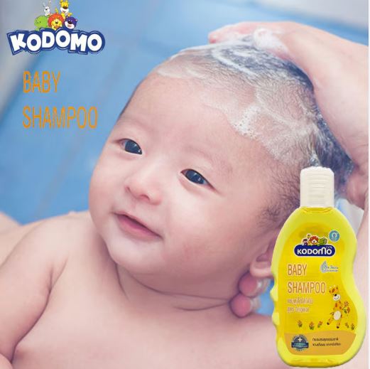 Baby bathing with KODOMO Baby Shampoo Original 200ml safe tear free formula suitable for 0 month newborns