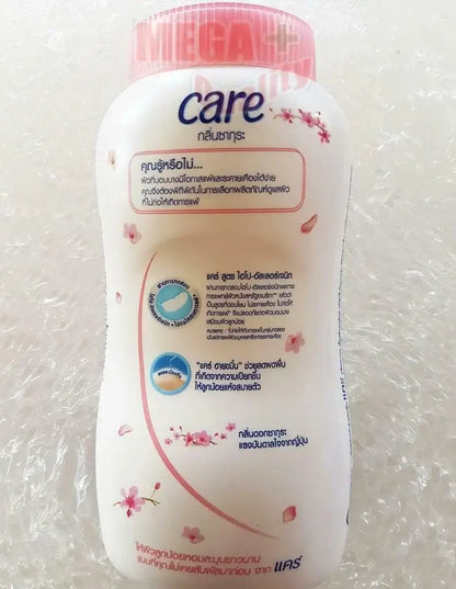 Care Baby Powder Sakura bottle back view showing Thai language product details