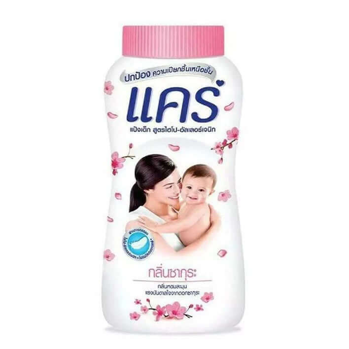 Care Baby Powder Sakura 50g bottle front view packaging close-up