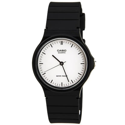 Casio MQ-24-7ELDF Watch features a quartz movement, black resin band, and white dial for classic style and durability.