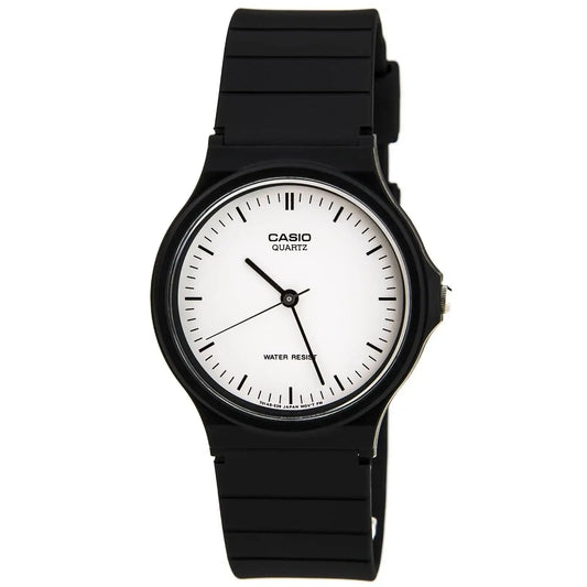 Casio MQ-24-7ELDF Watch features a quartz movement, black resin band, and white dial for classic style and durability.