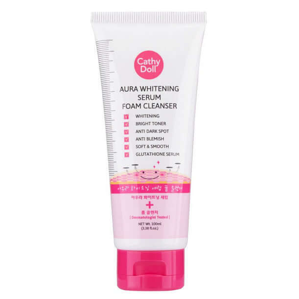 Cathy Doll Aura Serum Foam Facial Cleanser 100ml Tube Front View