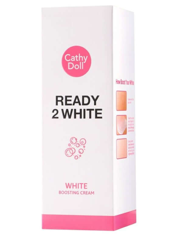 Cathy Doll Ready 2 White Boosting Cream packaging showcasing its moisturizing and brightening properties.