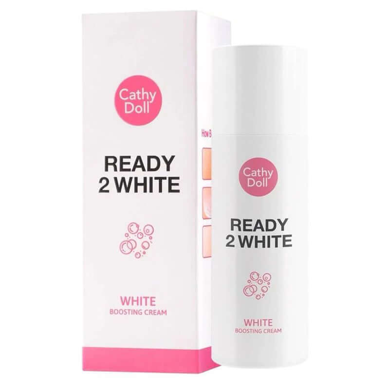 Cathy Doll Ready 2 White Boosting Cream packaging and bottle showing its white moisture formula.