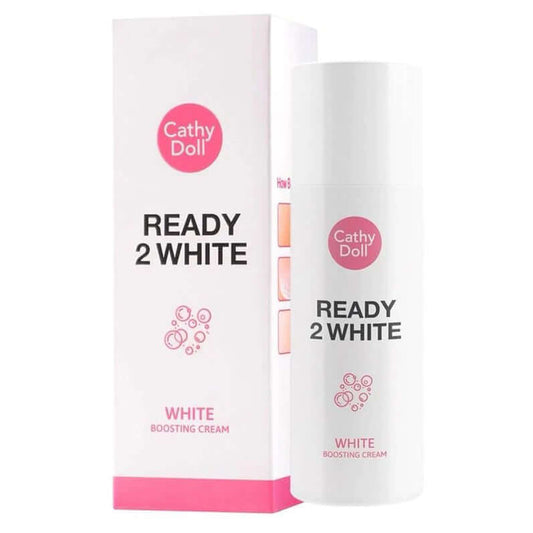 Cathy Doll Ready 2 White Boosting Cream packaging and bottle showing its white moisture formula.