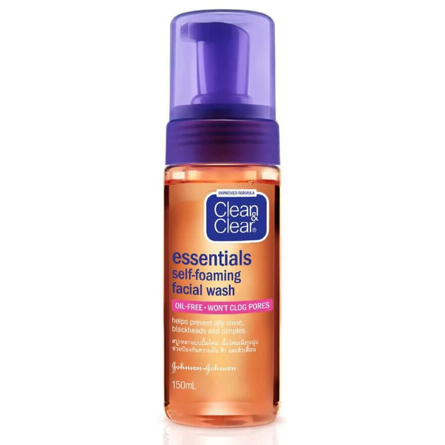 Clean Clear Foaming Wash Essentials Self Foaming Facial Wash Oil Free 150ml