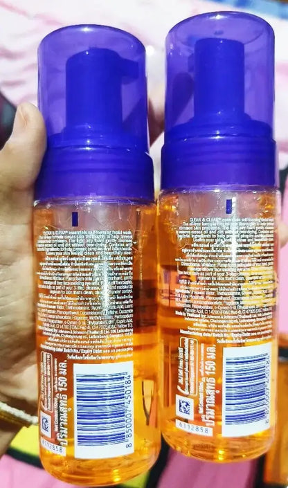 Clean Clear Foaming Wash twin pack self foaming facial cleanser bottles