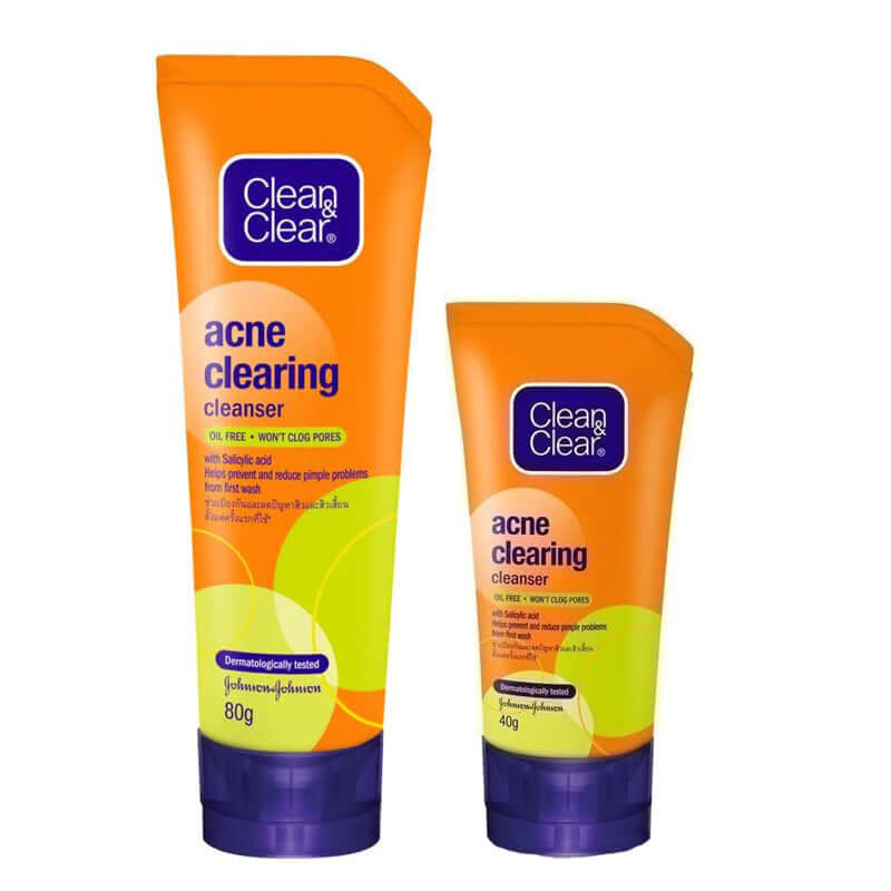 Clean and Clear Face Wash acne clearing cleanser tubes in two sizes