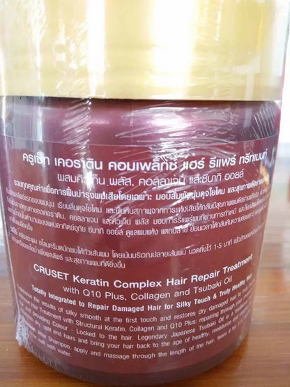 Rear view of the Cruset Keratin Complex packaging showing the printed product description and instructions.