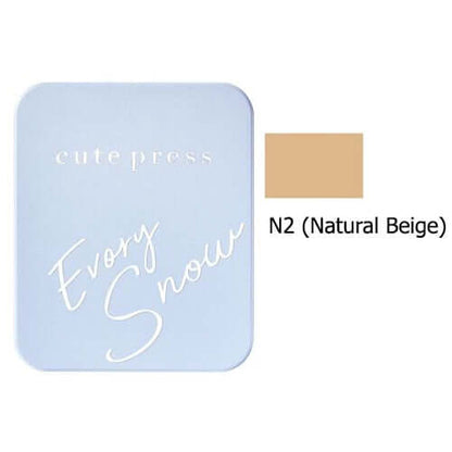 Cute Press Evory Snow Powder Foundation in N2 Natural Beige shade, offering smooth coverage and oil control with SPF30 PA++.