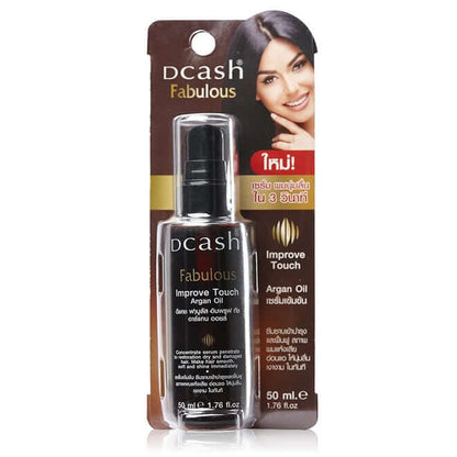 Dcash Fabulous Hair Serum Improve Touch Argan Oil 50ml retail packaging front view with product bottle