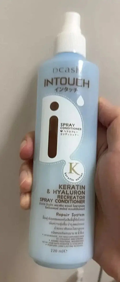 Dcash Intouch Spray Conditioner 220ml with Keratin and Hyaluron for smooth and manageable hair.