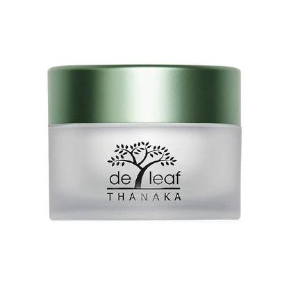 De Leaf Thanaka Cream jar packaging front view highlighting the brand logo and green cap