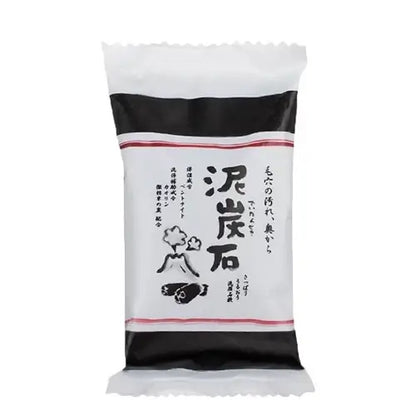 Deitanseki Charcoal Clay Soap packaged in its original wrapper, shown vertically on a plain white background.