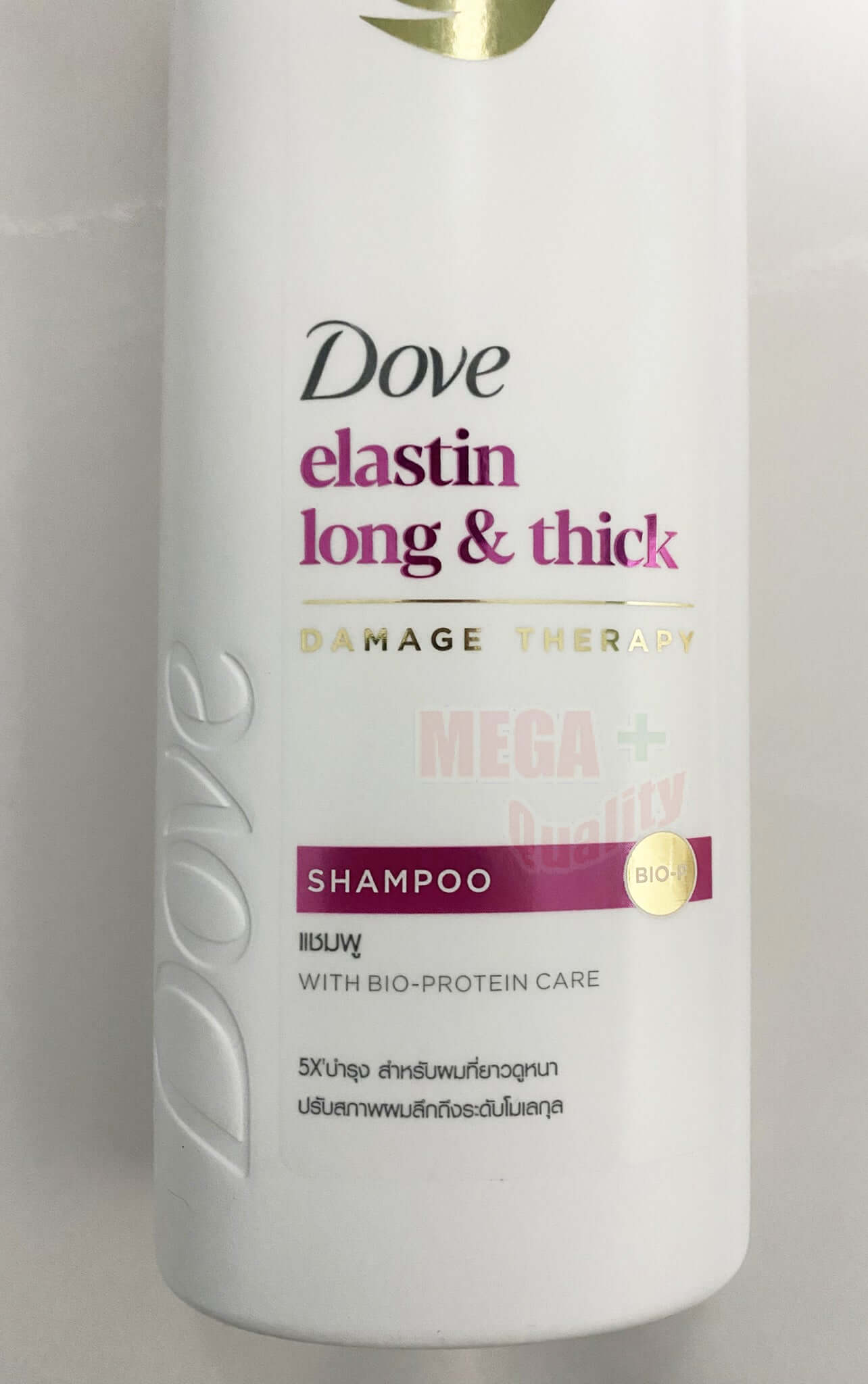 Dove Elastin Shampoo Long Thick Bio Protein Care 380ml Front Label Close Up
