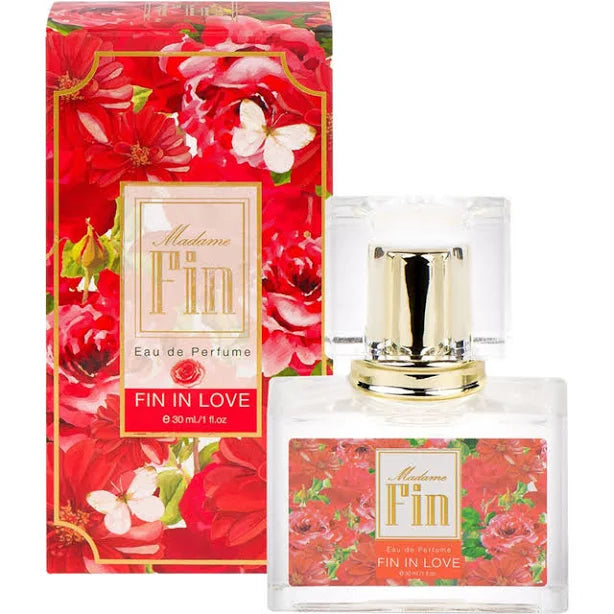 Madame Fin Fin in Love Perfume packaging box red floral design full set