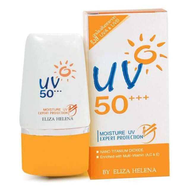 Eliza Helena UV 50 sunscreen cream with orange and white packaging 30g