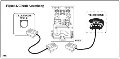 FA325 Telephone Ring Light circuit assembly diagram connecting telephone wall and handset