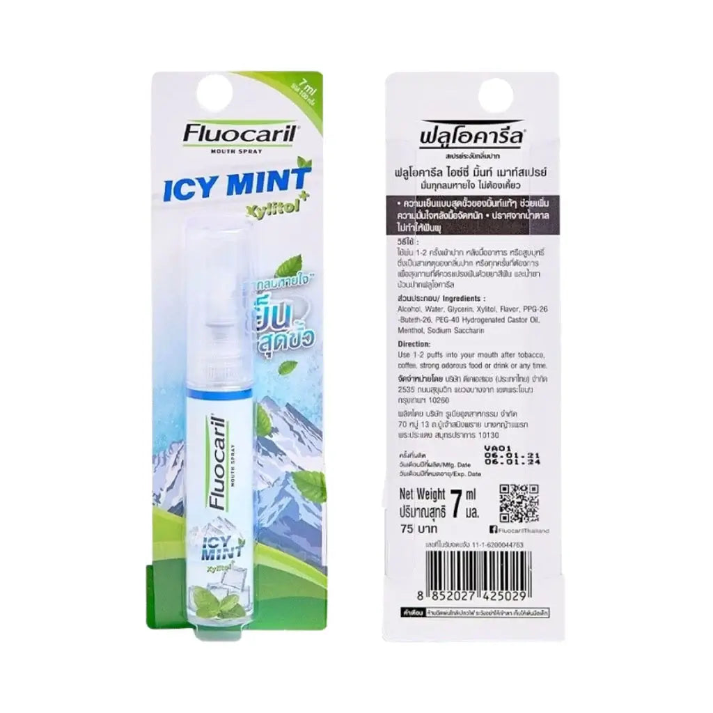 Fluocaril Mouth Spray Icy Mint 7ml 2 Pcs Front and Back Package View