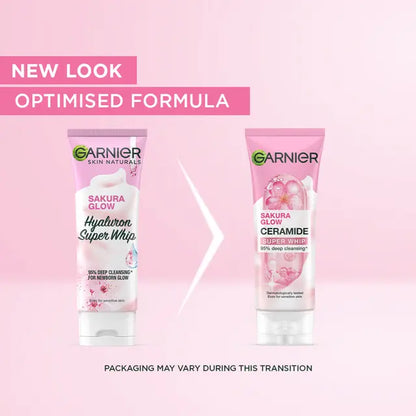 Garnier Sakura Glow Super Whip Cleanser comparison before and after cleansing result