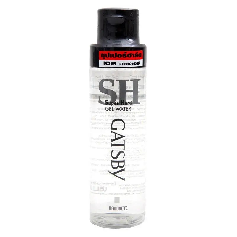 GATSBY Gel Water Super Hard Hair Styling Care for Men by Mandom, 200ml bottle on a white background.