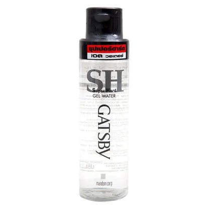GATSBY Gel Water Super Hard Hair Styling Care for Men by Mandom, 200ml bottle on a white background.
