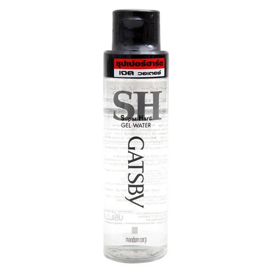 GATSBY Gel Water Super Hard Hair Styling Care for Men by Mandom, 200ml bottle on a white background.