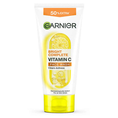 Garnier Vitamin C Face Wash front packaging with 50% extra text