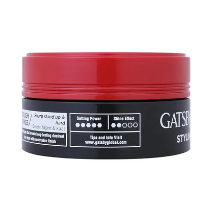 Gatsby Styling Wax Power and Spikes 75g container for creating strong hold sharp upright hairstyles.