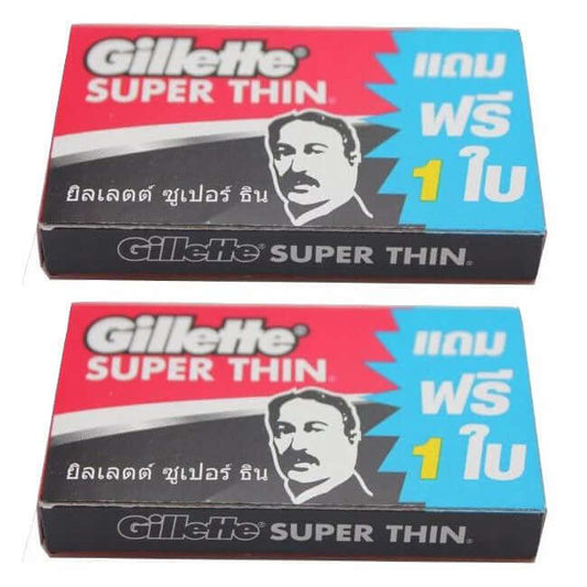 Gillette Super Thin double edge safety razor blades 2 pack packaging front view