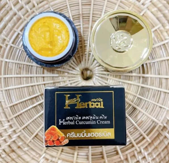 Herbal Curcumin Cream Thai herbal skincare cream packaging with turmeric ingredients