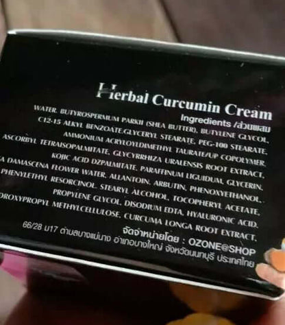 Herbal Curcumin Cream full ingredients and turmeric skincare packaging back view