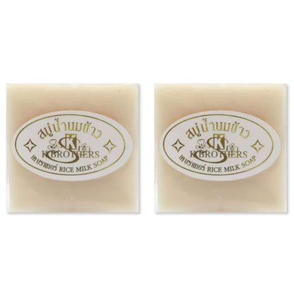 K.Brothers Rice Milk Soap Genuine Formula Soft Smooth Skin Care 2x60g bars with rice milk extract for refreshing skin cleansing.