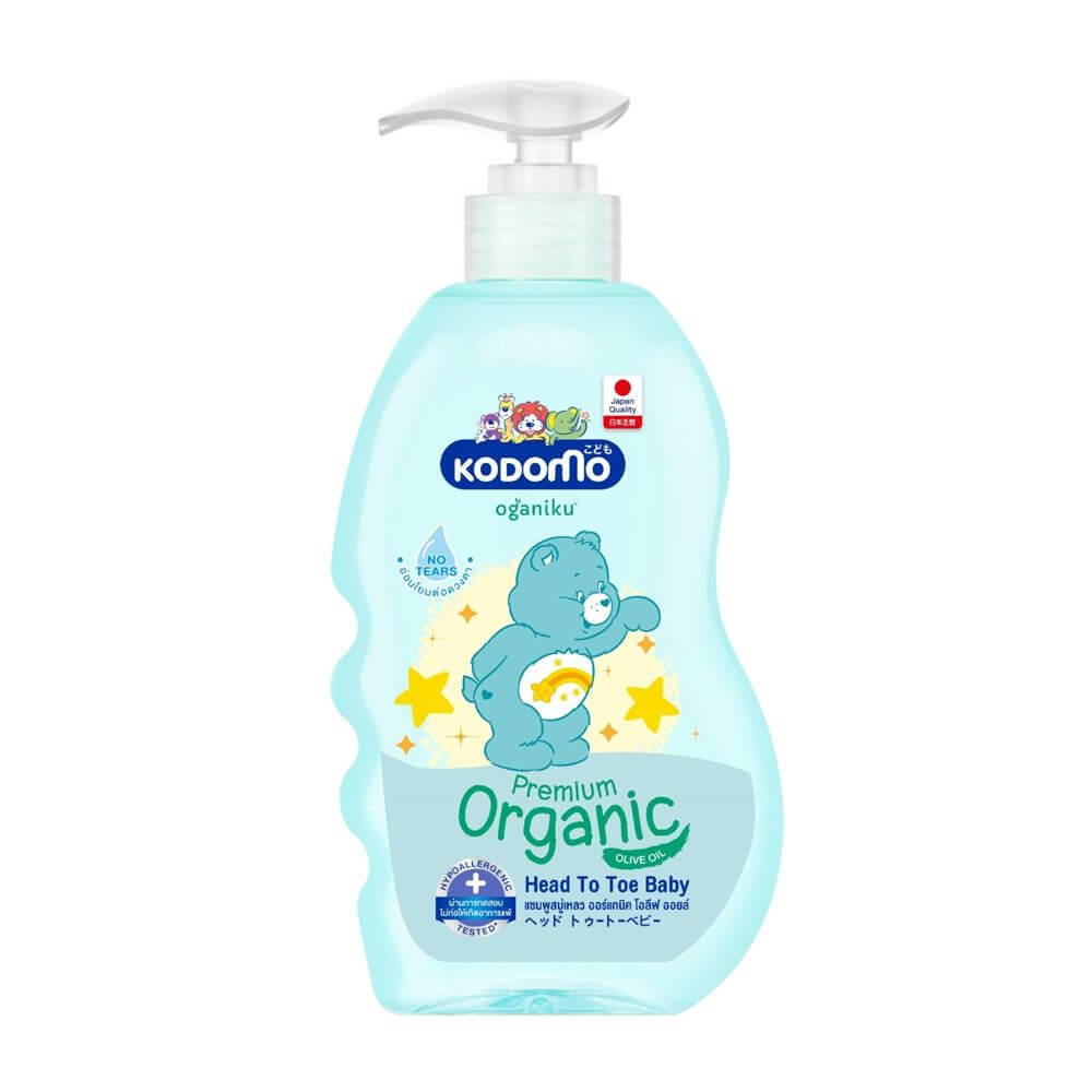 KODOMO Organic Baby Wash Oganiku Head To Toe 360ml Baby Wash Olive Oil No Tears Front View